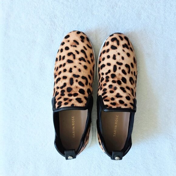 Taryn Rose Zayda leopard calf-hair slip-on sneakers US11 EU42 - Picture 5 of 11